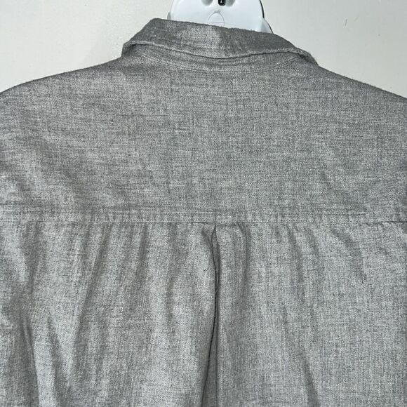 MADEWELL Grey Flannel Front Tie Button Down Shirt-M - Picture 6 of 9